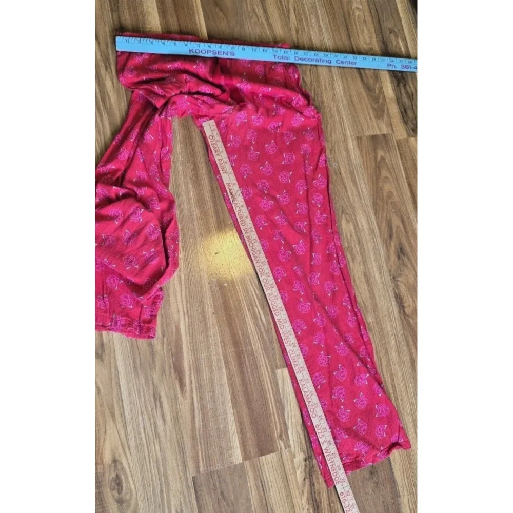 Victoria's Secret Flannel Pajama Set‎ Small Pink Rose Red Pants Long Sleeve